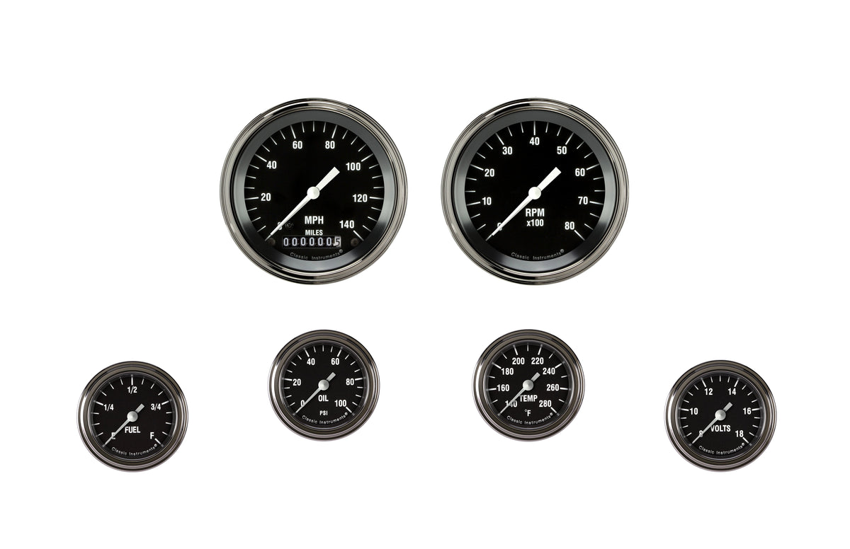 Classic Instruments Hot Rod Six Gauge Set - HR101SLF