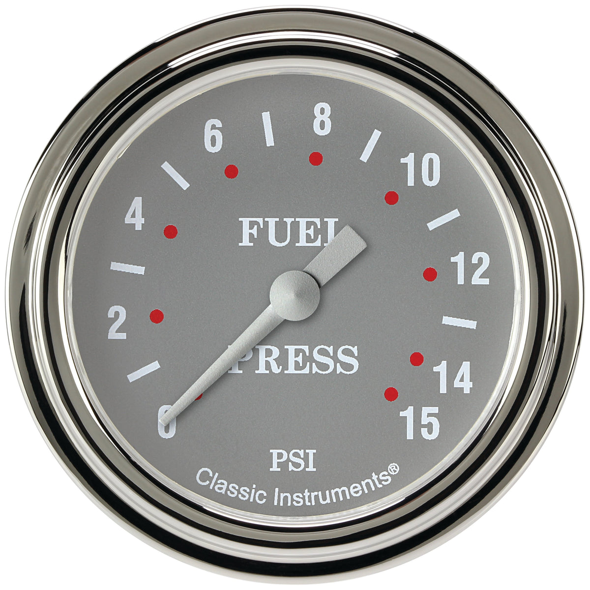 Classic Instruments Silver Gray 2-5/8" Fuel Pressure Gauge (15 PSI) - SG345SLF