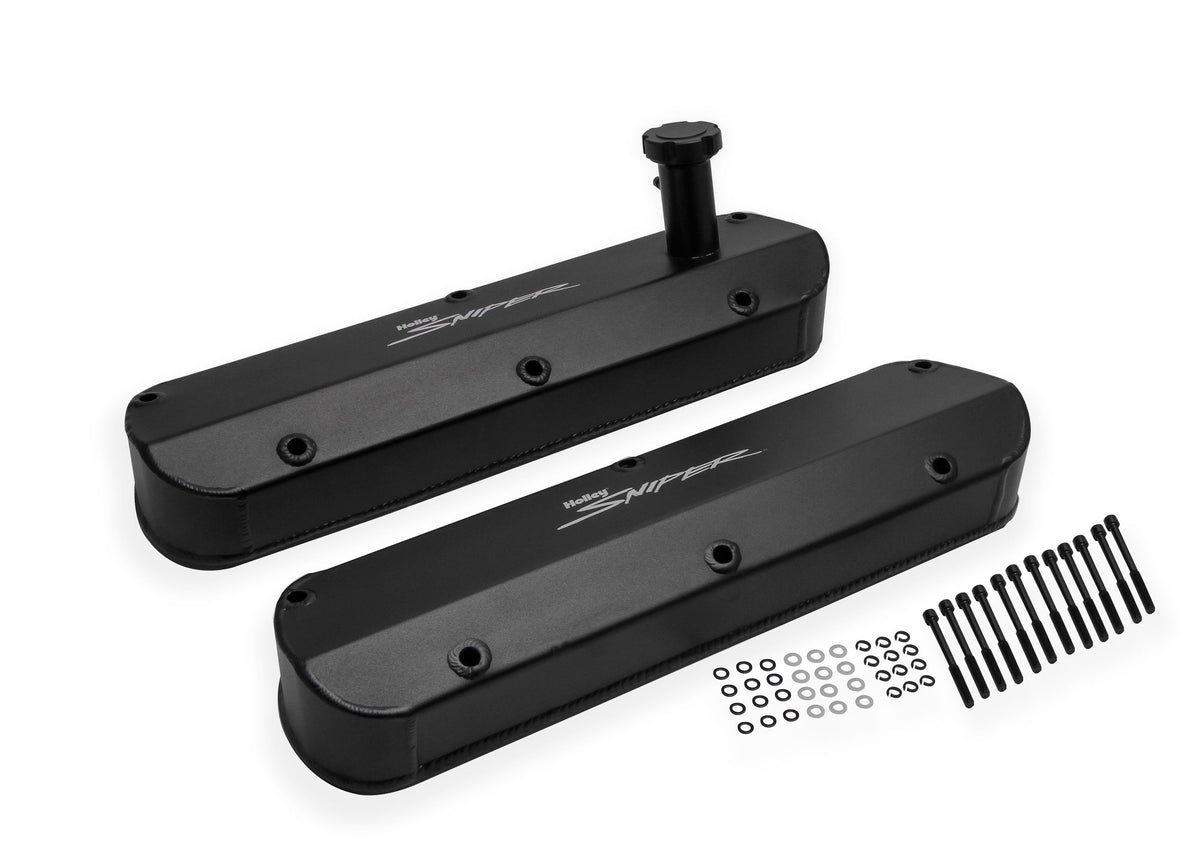 Holley Sniper Valve Cover - Fabricated Aluminum - Ford Small Block - Tall  - Black - 890013B