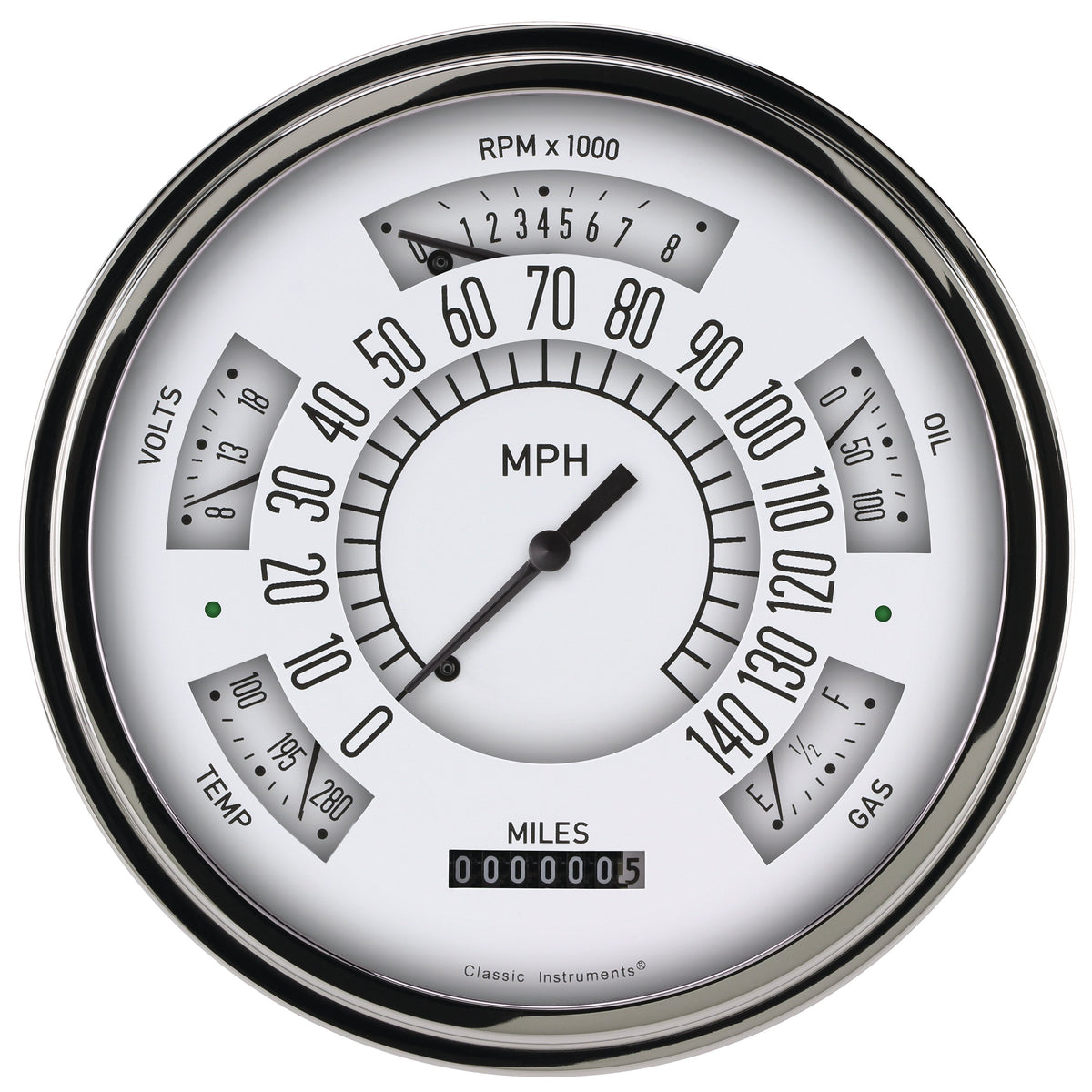 Classic Instruments 1966-67 Ford Bronco White Stainless - FB66WSLF