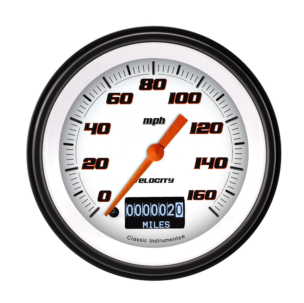 Classic Instruments Velocity White 3-3/8" Speedometer Gauge w/ Info Screen - VS55DWBLF