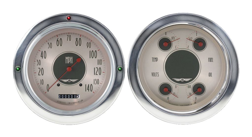 Classic Instruments 1954-55 American Nickel Chevy Truck 5" Speed/Quad-LS - CT54AN52-LS