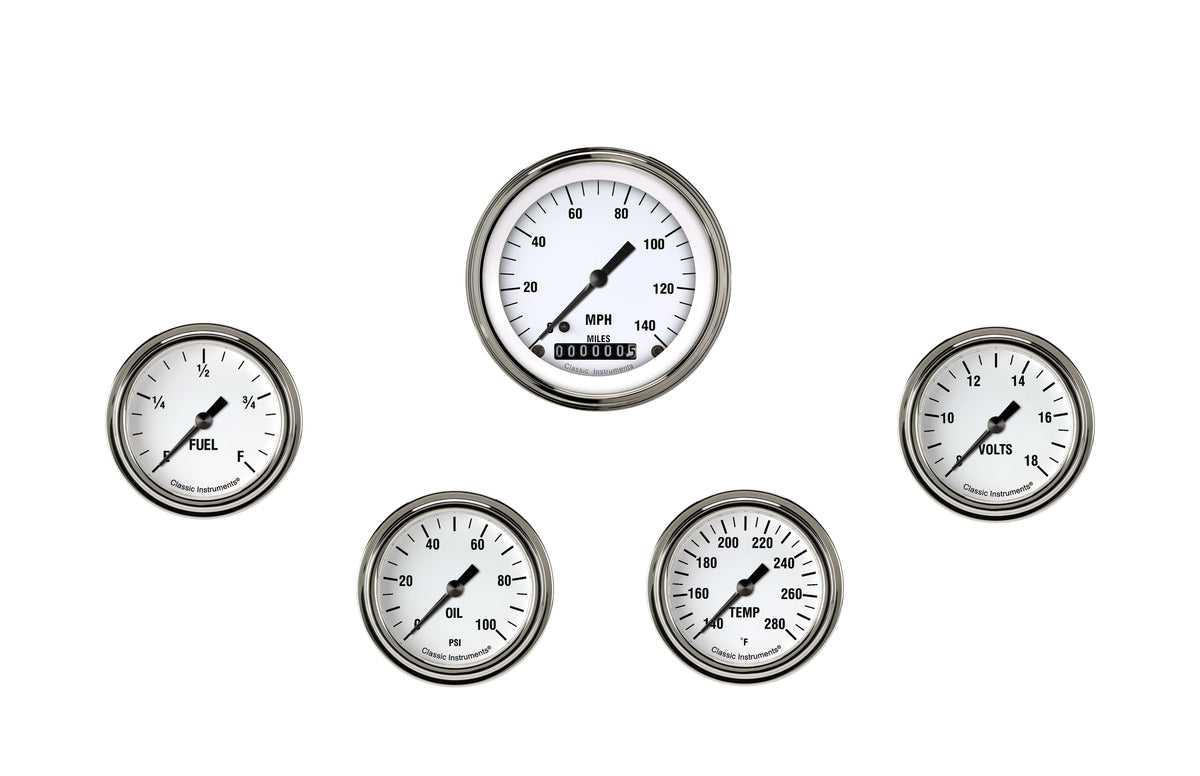 Classic Instruments White Hot Five Gauge Set - WH300SLF