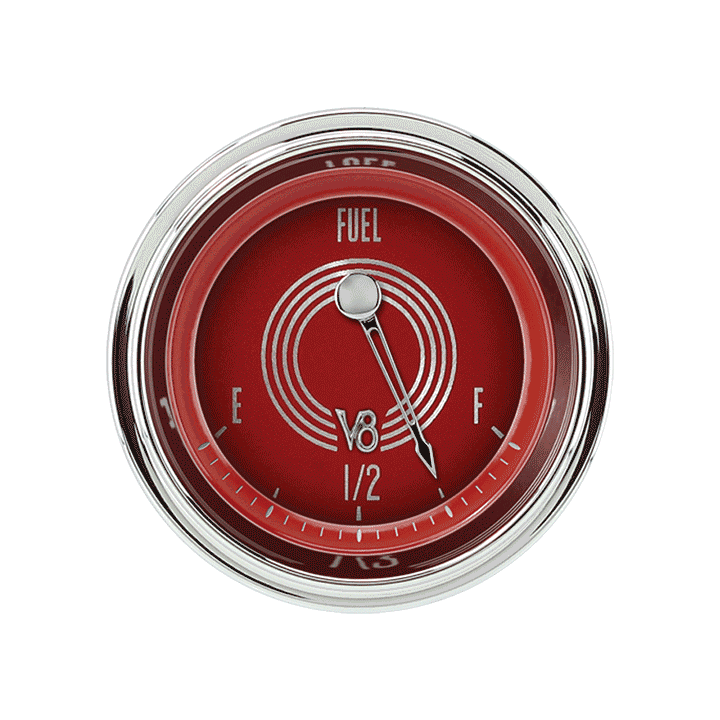Classic Instruments V8 Red Steelie 2-1/8" Fuel Level Gauge - V8RS11SHC