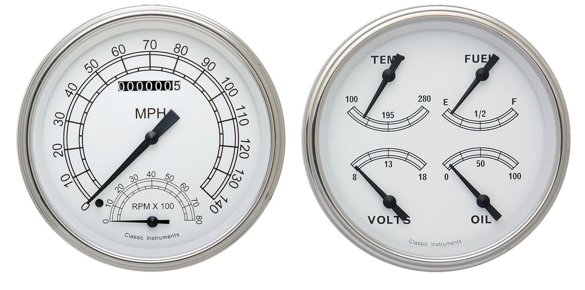 Classic Instruments 1947-53 CLS White Chevy Truck - Speedtachular/Quad-LS - CT47CW62-LS