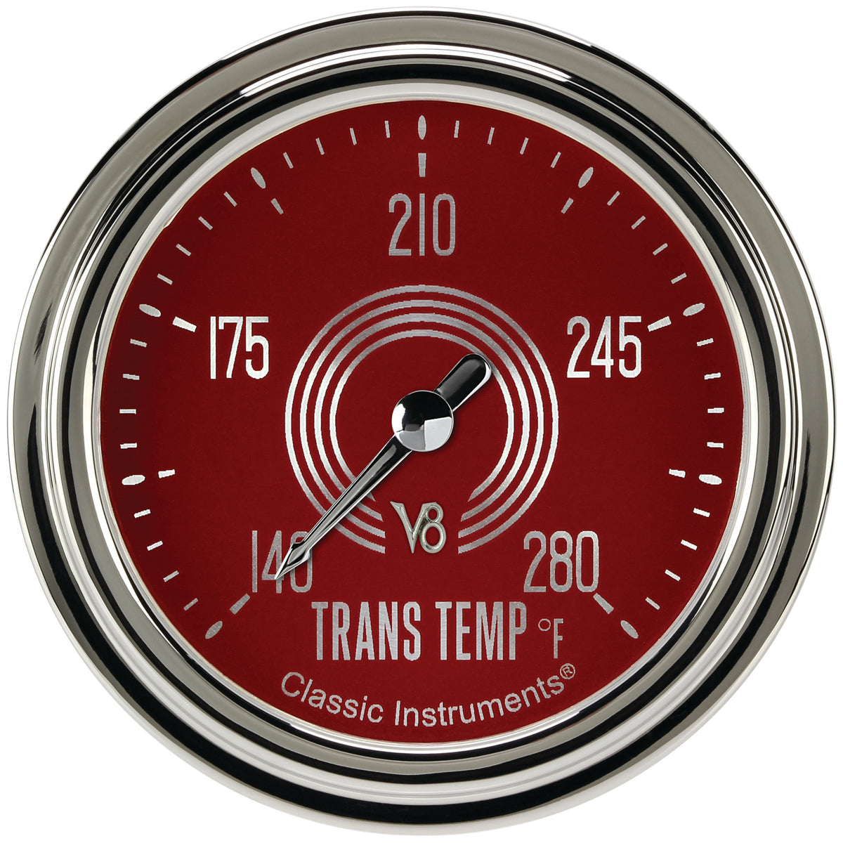 Classic Instruments V8 Red Steelie 2-5/8" Transmission Temperature Gauge - V8RS327SLC