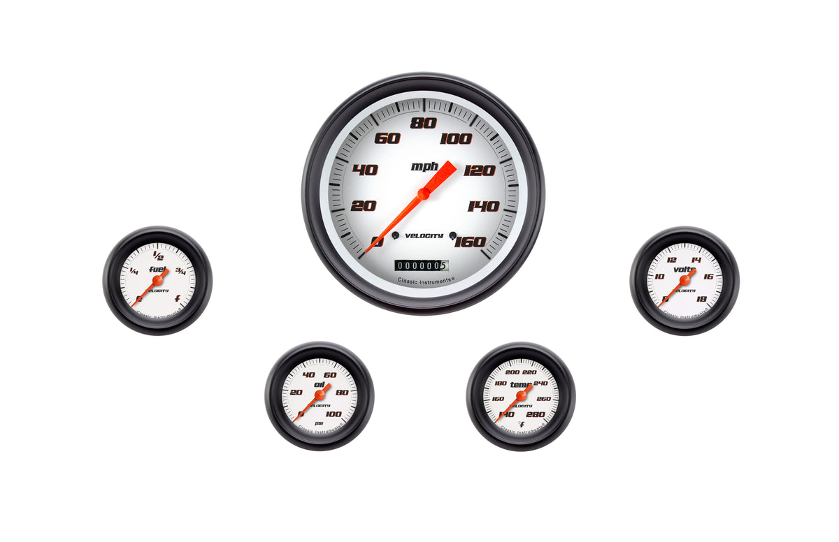 Classic Instruments Velocity White Full Sweep Five Gauge Set - VS154WBPF