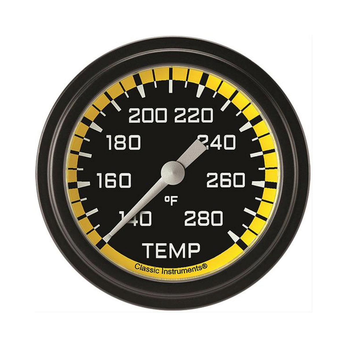 Classic Instruments AutoCross Yellow 2-5/8" Full Sweep Water Temp Gauge - AX326YBLF-04
