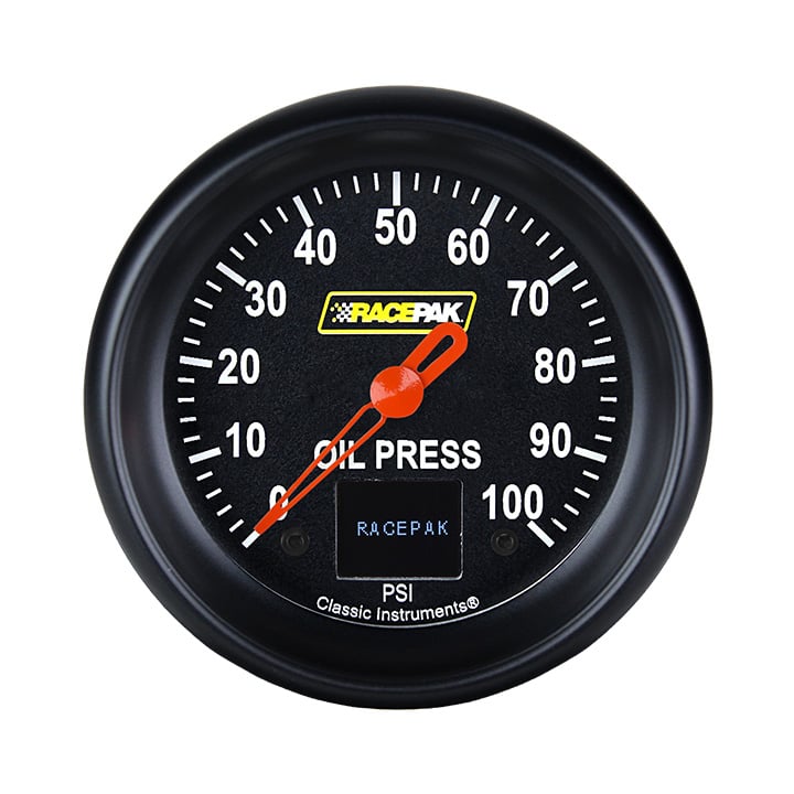 Classic Instruments Racepak 2-5/8" Black Oil Pressure Gauge (100 PSI) - 250-CI-381BB