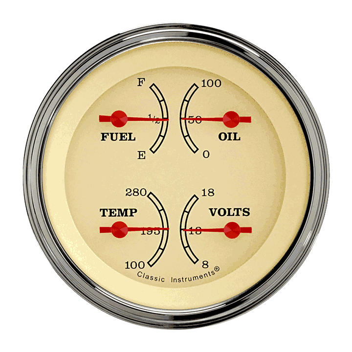 Classic Instruments Vintage 3-3/8" Quad Gauge - VT79SLF