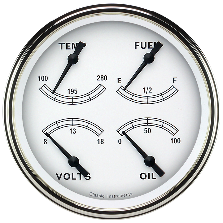 Classic Instruments Classic White 4-5/8" Quad Gauge - CW31SLF
