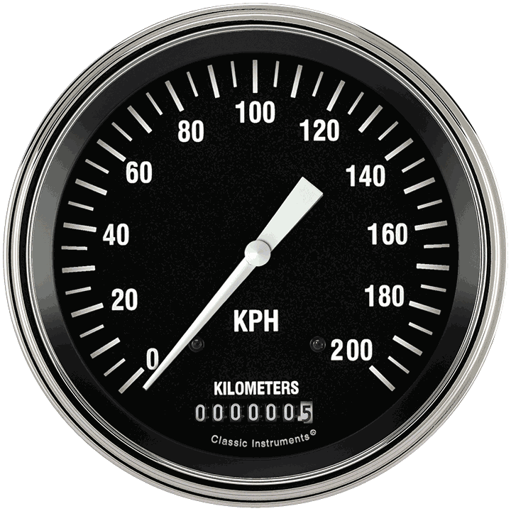 Classic Instruments Hot Rod 5" Speedometer Gauge (200 KPH) - HR58SLC