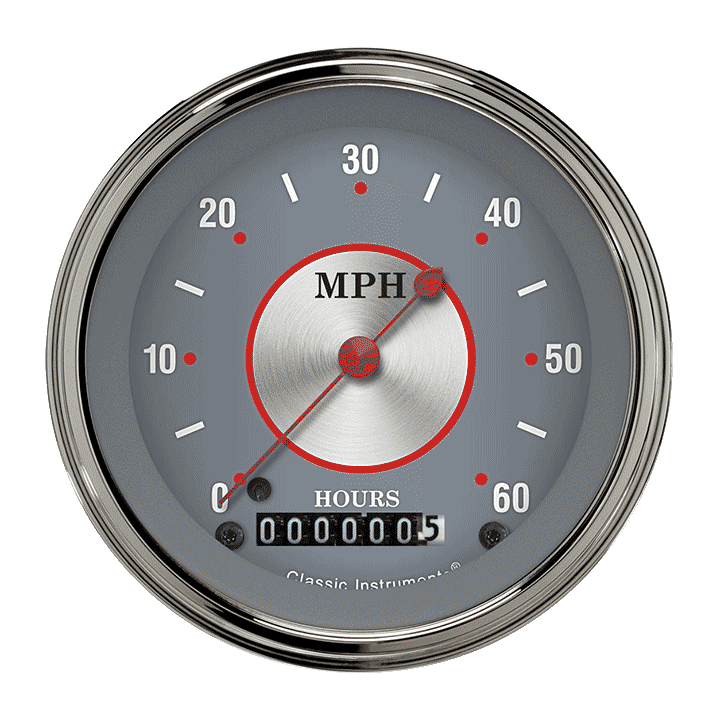 Classic Instruments Silver Series 3-3/8" Low Speed Speedometer Gauge - LSSS