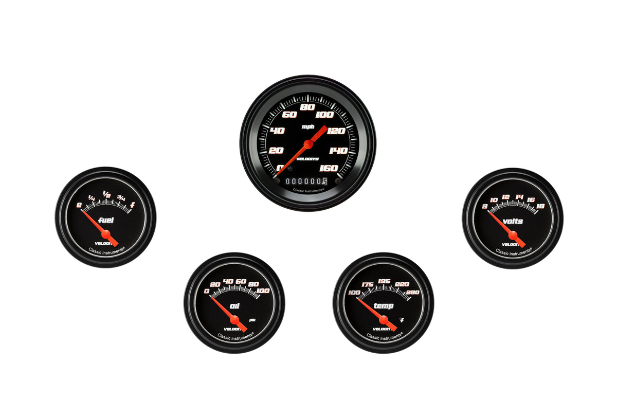 Classic Instruments Velocity Black Five Gauge Set - VS200BBLF
