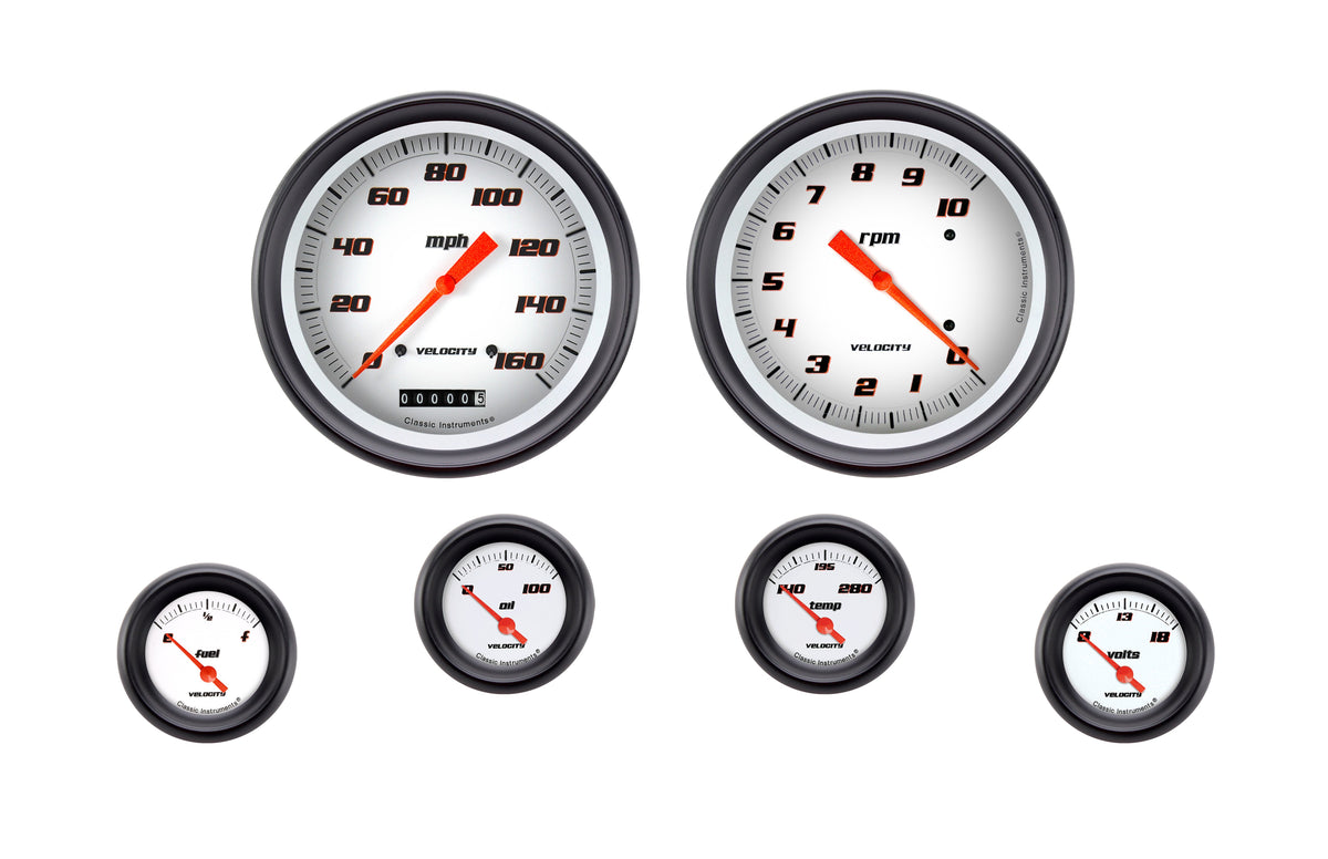 Classic Instruments Velocity White Six Gauge Set - VS51WBPF