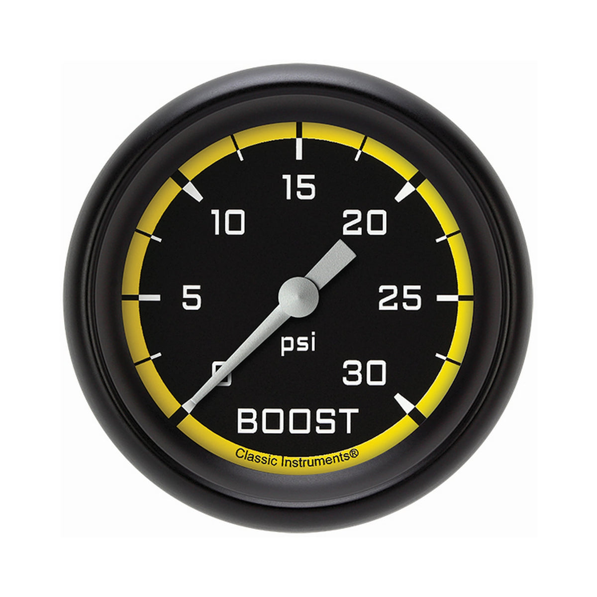 Classic Instruments Autocross Yellow 2-5/8" Boost Gauge (30 PSI) - AX342YBPF