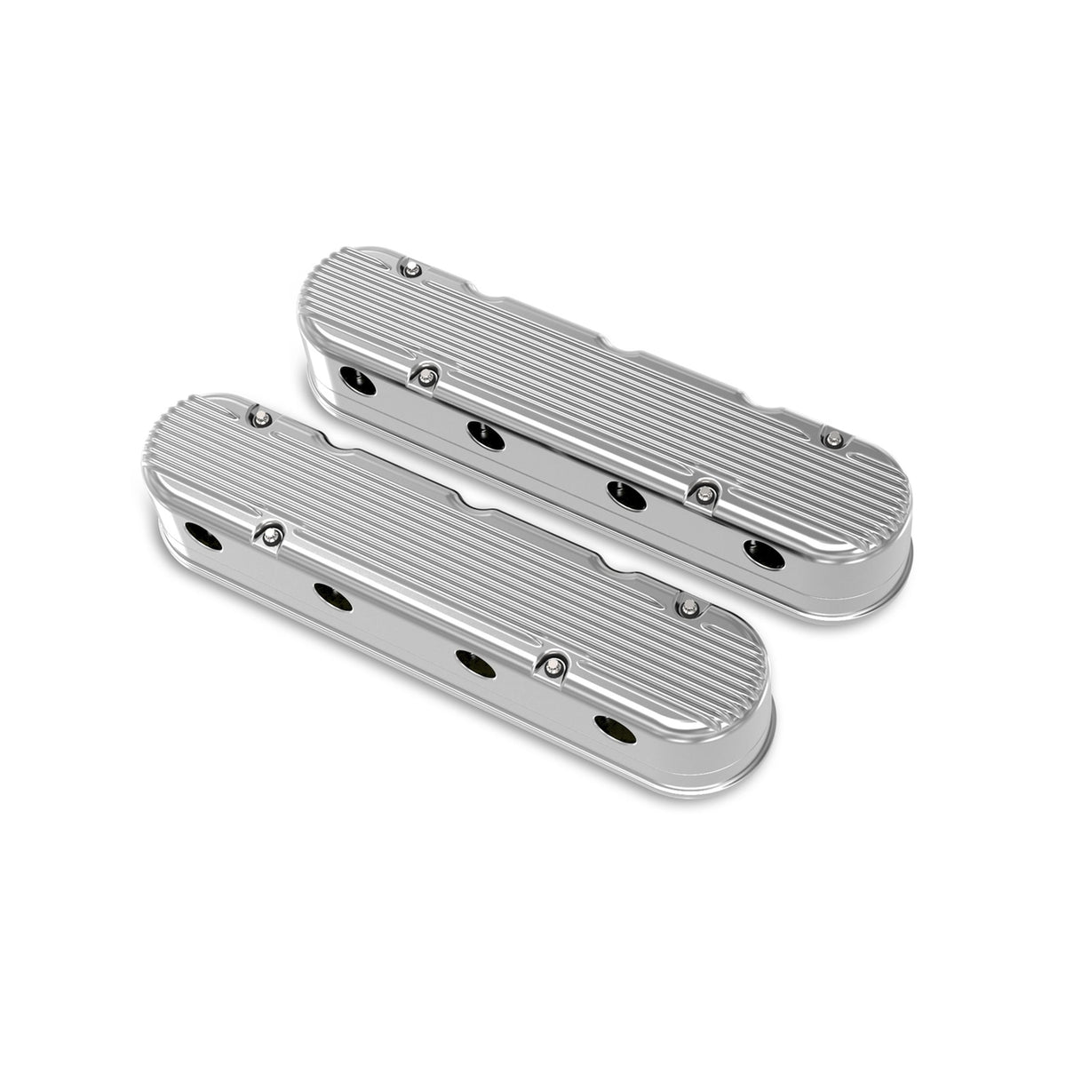 Holley 2-Piece Finned Valve Cover - Gen III/IV LS - Polished - 241-181