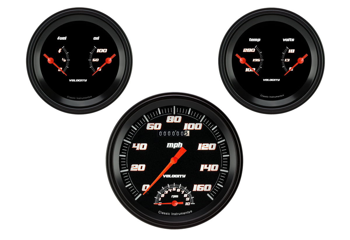 Classic Instruments Velocity Black Series Three Gauge Set - VS61BBLF