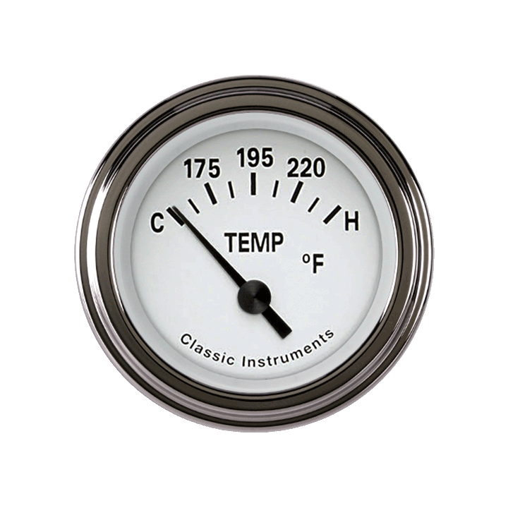Classic Instruments Tetra White 2-1/8" Water Temperature Gauge - TE26WSLF