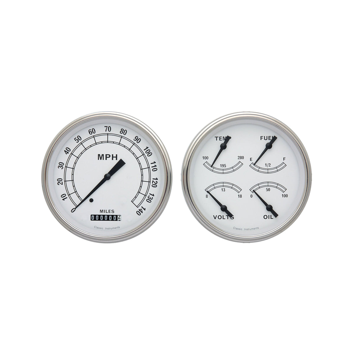 Classic Instruments Classic White Two Gauge Set - CW52SLF