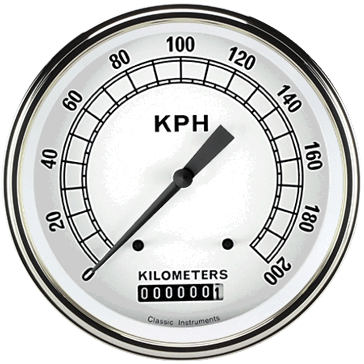 Classic Instruments Classic White 4-5/8" Speedometer Gauge - CW58SLF