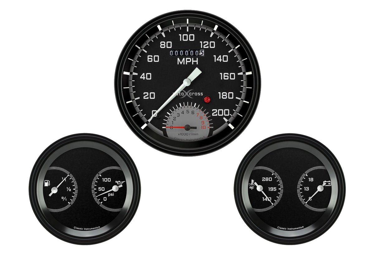 Classic Instruments AutoCross Gray 5" SpeedTach with Two 3" Gauges - AX61GBLF