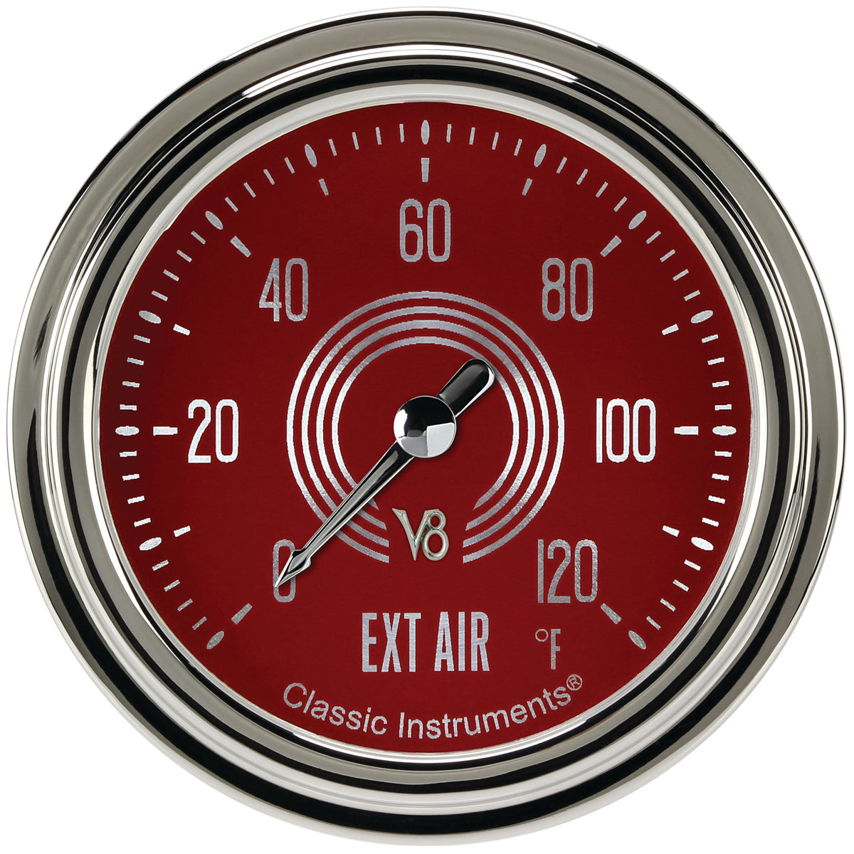 Classic Instruments V8 Red Steelie 2-5/8" Outside Air Temp Gauge - V8RS399SLC