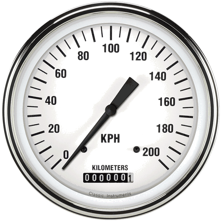 Classic Instruments White Hot 5" Speedometer Gauge (200 KPH) - WH58SLC