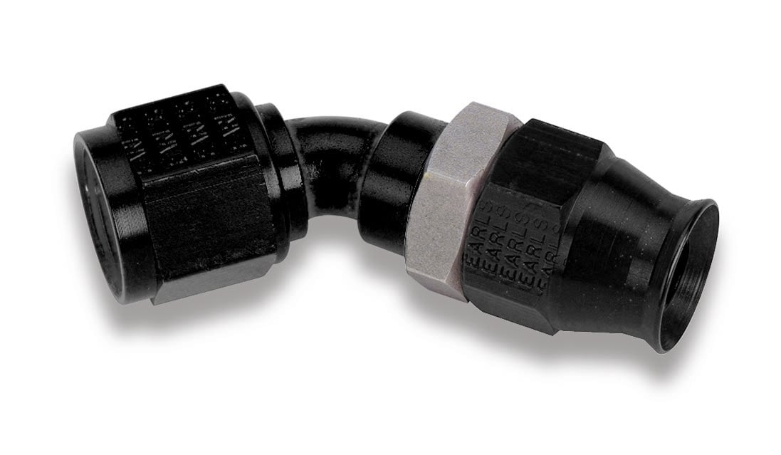 Earl’s Adj. Tube 45 Degree Speed-Seal Hose End, -8 Hose Size, 8 Nut Size - AT604738ERL
