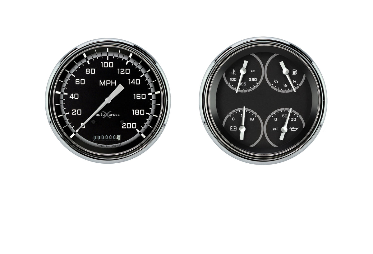 Classic Instruments 1947-53 AutoCross Gray Chevy Truck - Speed/Qud-LS - CT47AXG52-LS