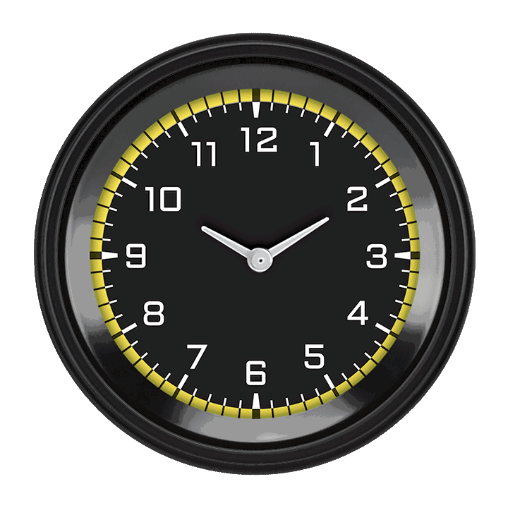 Classic Instruments AutoCross Yellow 3-3/8" Clock - AX93YBLF