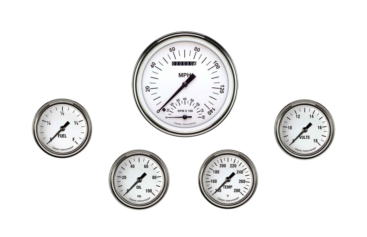 Classic Instruments White Hot Five Gauge Set - WH365SLF