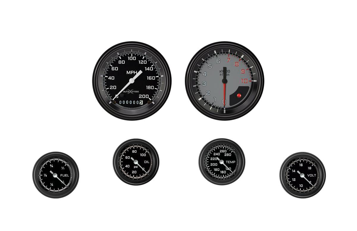 Classic Instruments AutoCross Gray Six Gauge Set - AX101GBLF