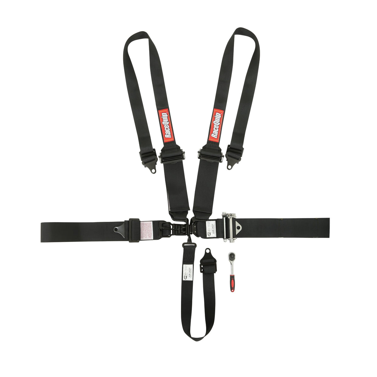 RaceQuip 5 Point Harness - Small Buckle Ratcheting Latch & Link - HNR shoulders - 815005RQP