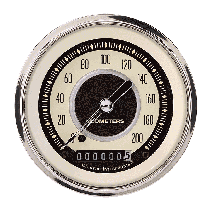 Classic Instruments Nostalgia VT 3" Speedometer Gauge (200 KPH) - NT59SLC
