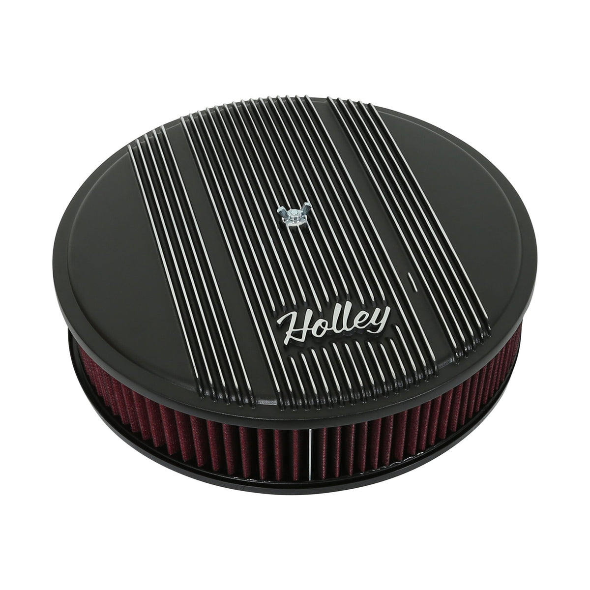 Holley Finned Vintage Style Air Cleaner - 14" Diameter x 3" Tall - Round - 120-153