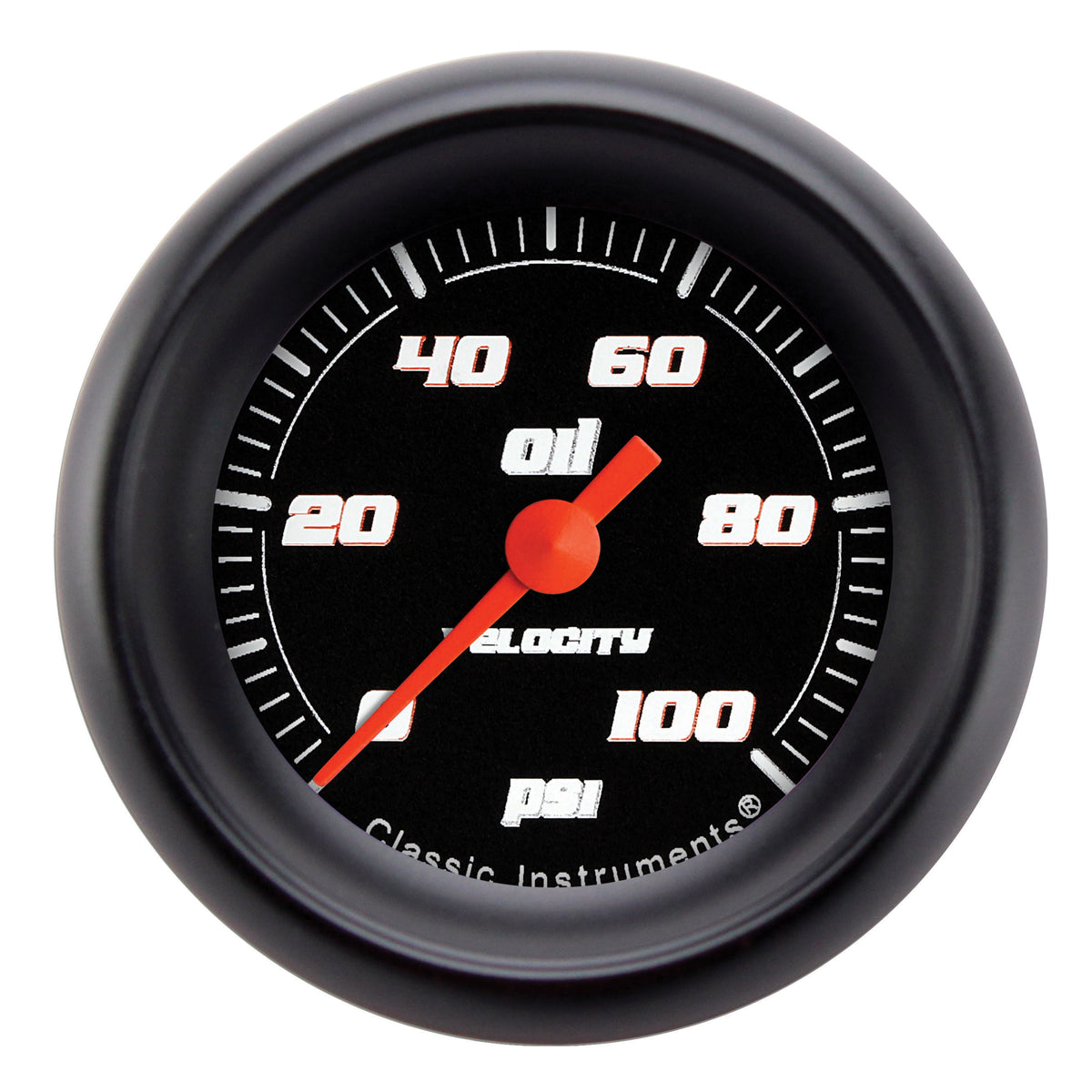 Classic Instruments Velocity Black 2-1/8"  Oil Pressure Gauge (100 PSI) - VS181BBPF