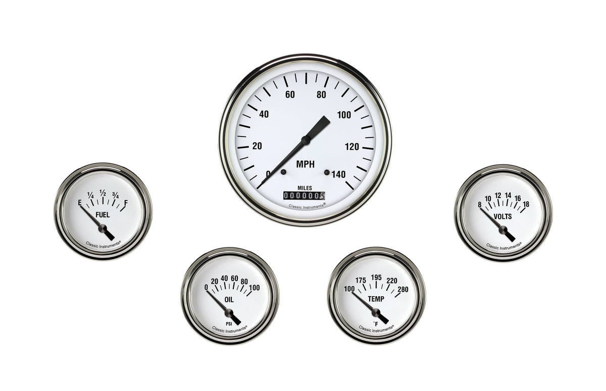 Classic Instruments White Hot Five Gauge Set - WH254SLF