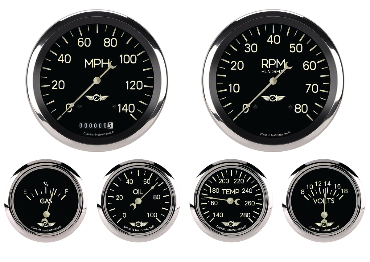 Classic Instruments Classic Series Six Gauge Set, 4-5/8" - CL951SRC