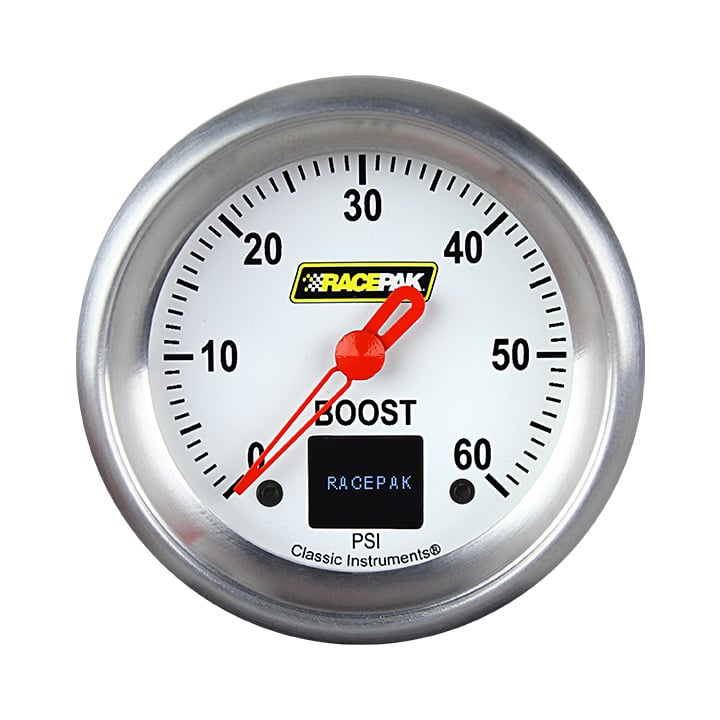Classic Instruments Racepak 2-5/8" Boost White (60 PSI) - 250-CI-343WA