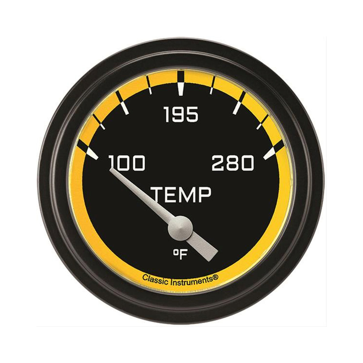Classic Instruments AutoCross Yellow 2-5/8" Short Sweep Water Temp Gauge - AX226YBLF-04