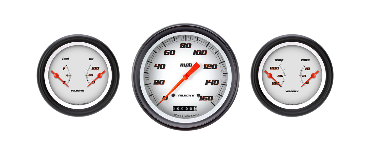 Classic Instruments Velocity White 5" Speedometer W/ 2 Dual Gauges GM - VS64WBPF