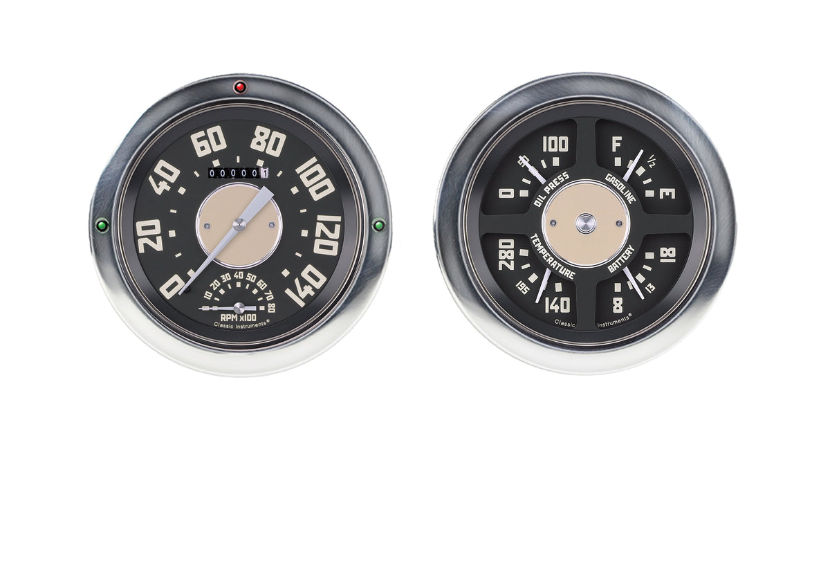 Classic Instruments 1954-55 Chevy Truck OE Speedo/Tach and Quad Gauge Set - CT54OE62-LS