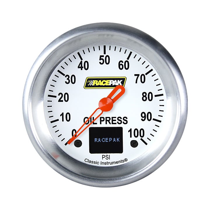 Classic Instruments Racepak 2-5/8" Oil Press White (100 PSI) - 250-CI-381WA