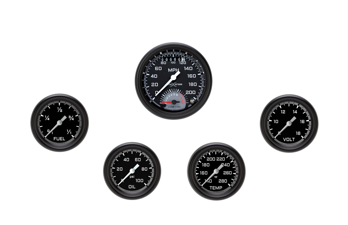 Classic Instruments Auto Cross Gray 2-5/8" Full Sweep Ultimate Four Gauge Set - AX335GBPF