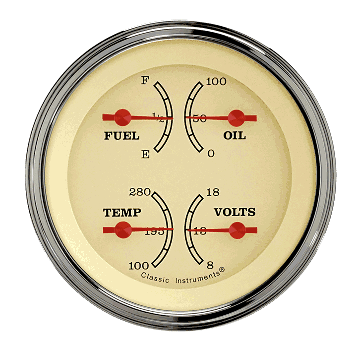 Classic Instruments Vintage 3" Quad Gauge (240-33 Ohm) - VT76GLF