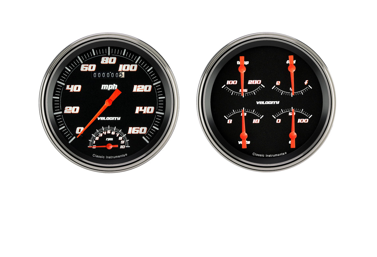 Classic Instruments Velocity Black 5" Speedtach & Quad-GM - VS62BSLF