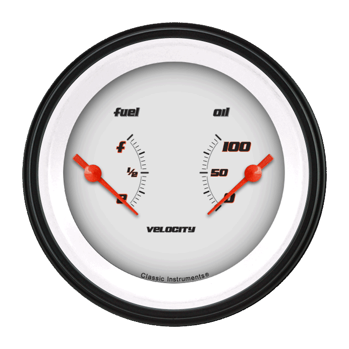 Classic Instruments Velocity White 3-3/8" Dual - VS72WBLF