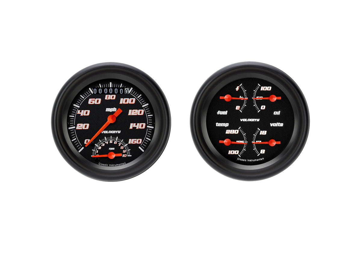 Classic Instruments Velocity Black 3" Ultimate Quad Gauge Set - VS32BBPF