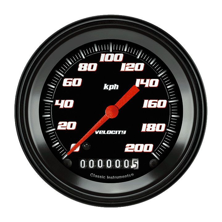 Classic Instruments Velocity Black 3-3/8" Speedometer Gauge - VS59BBLF